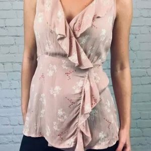 Pink ruffle wrap top